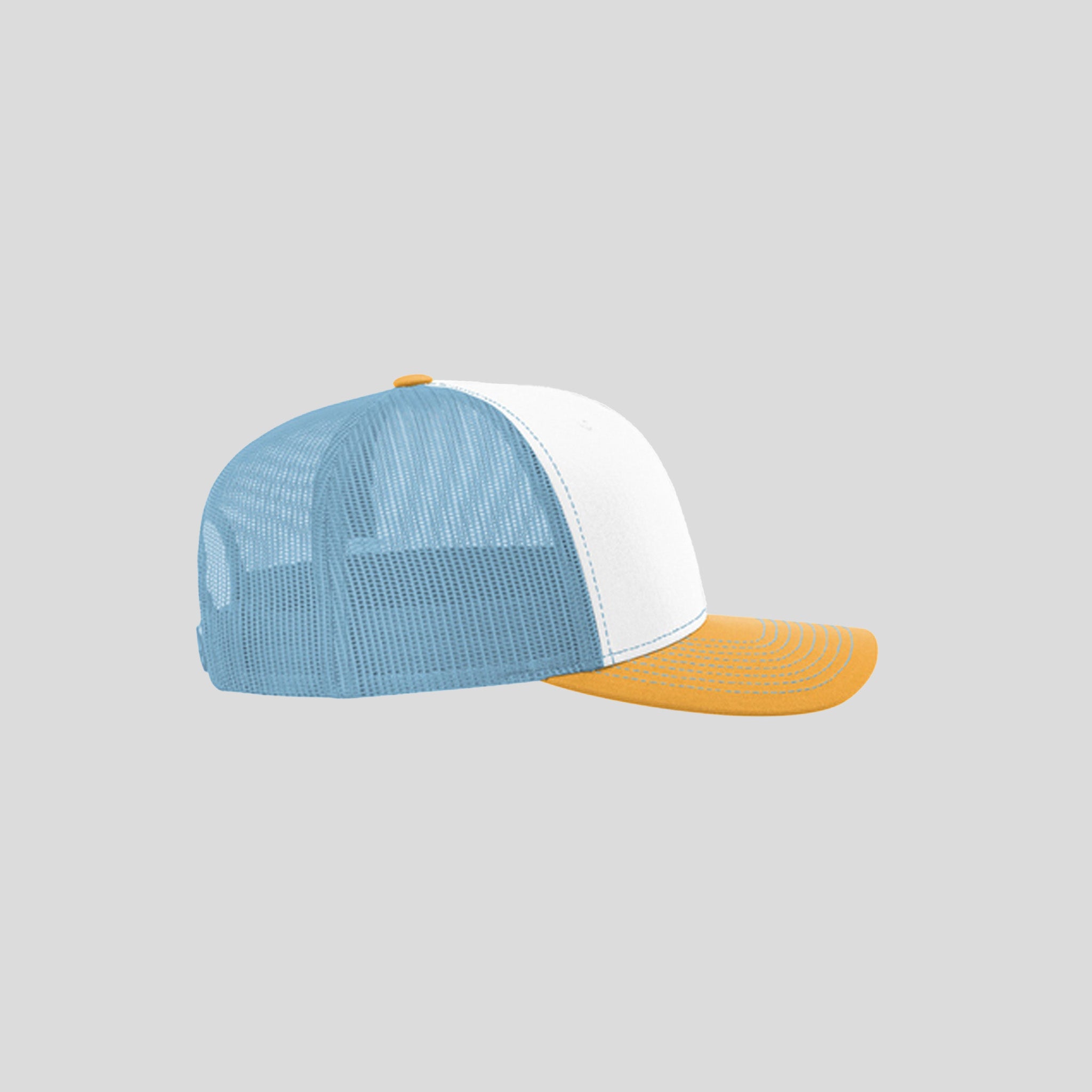 Richardson Trucker Cap | White/Columbia Blue/Yellow