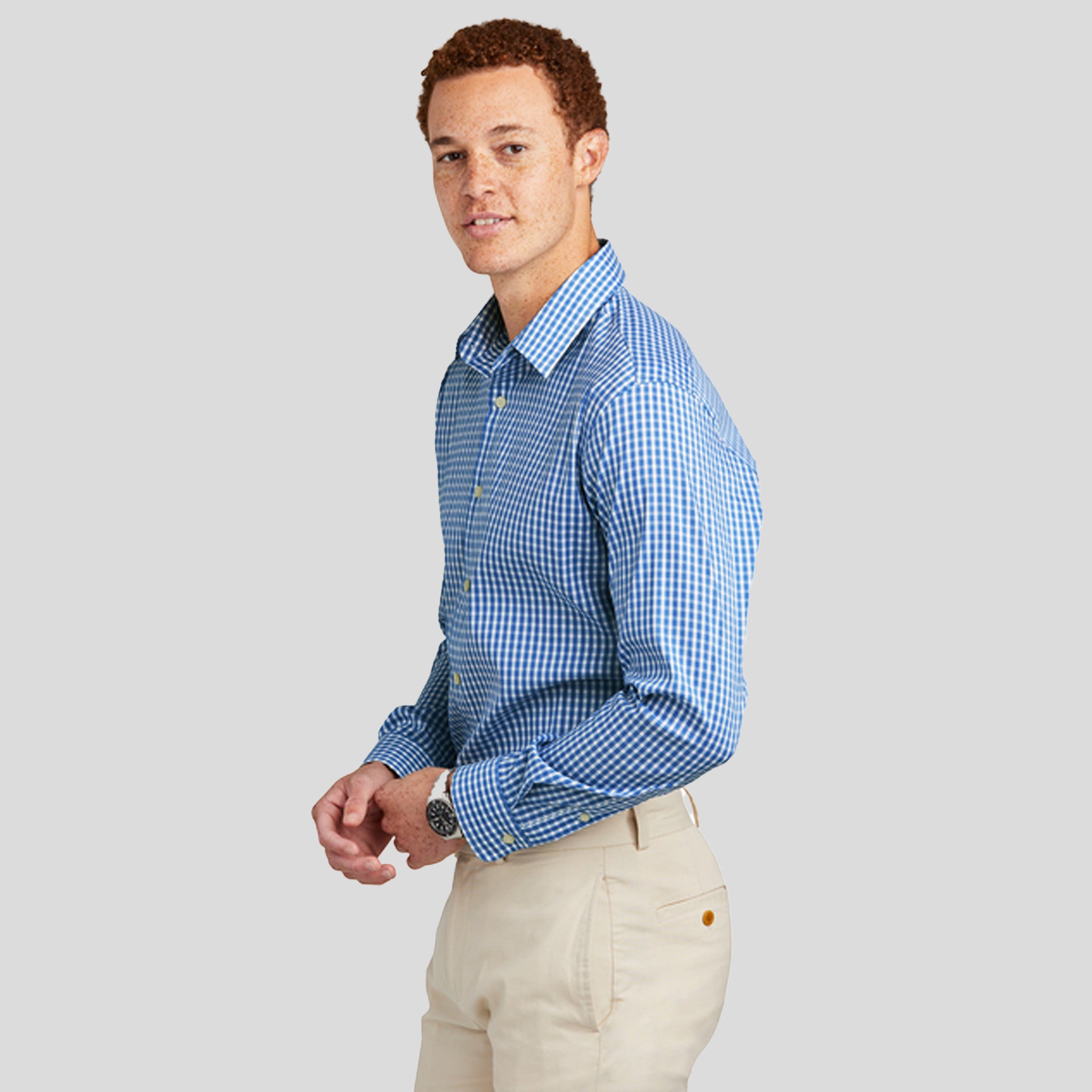 Tech Stretch Patterned Shirt | Charter Blue Check