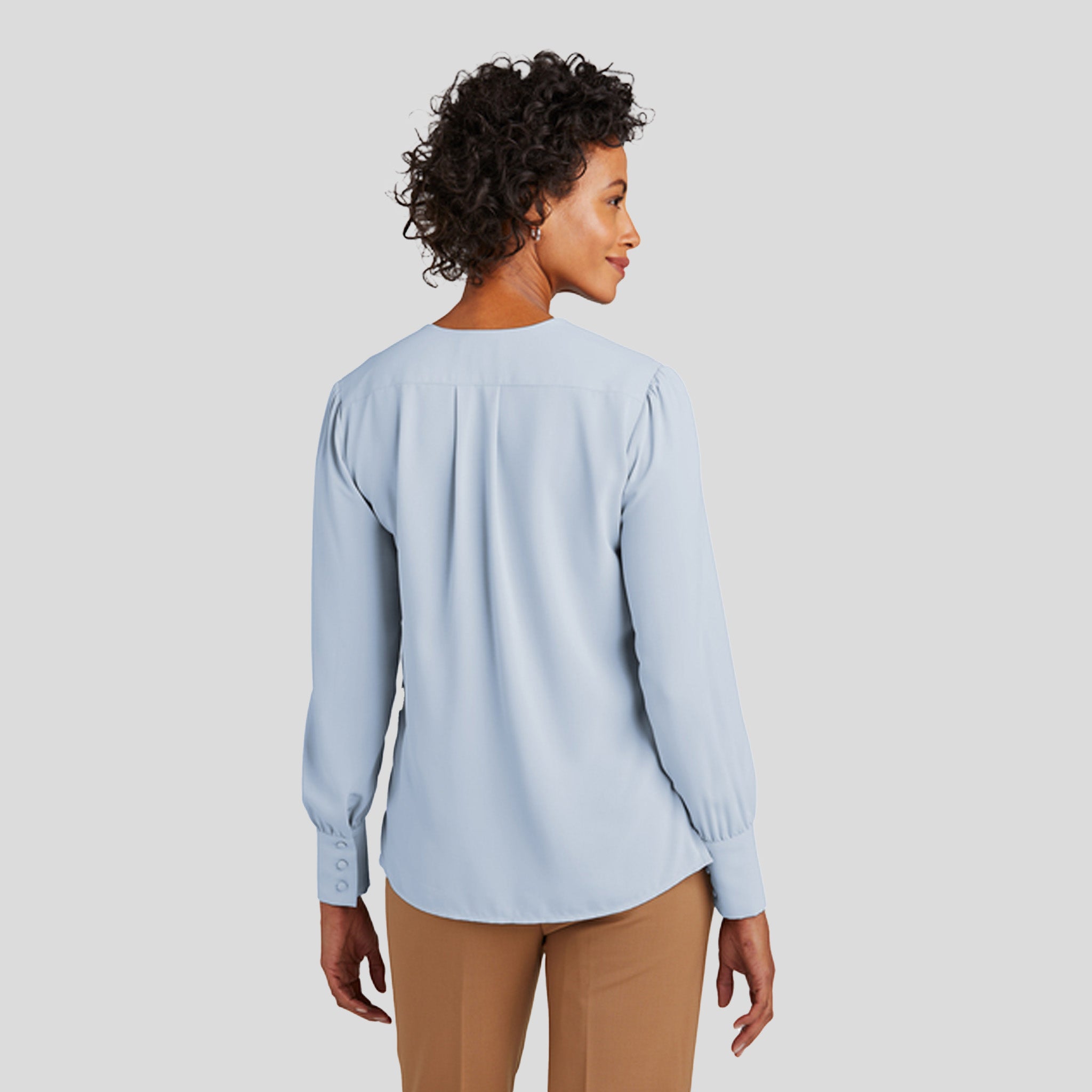Women’s Open-Neck Satin Blouse | Heritage Blue