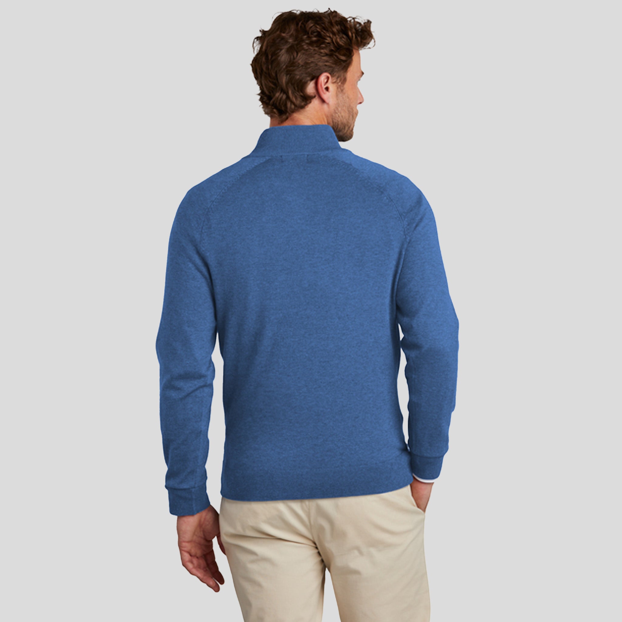 Men's Cotton Stretch 1/4-Zip Sweater | Charter Blue Heather
