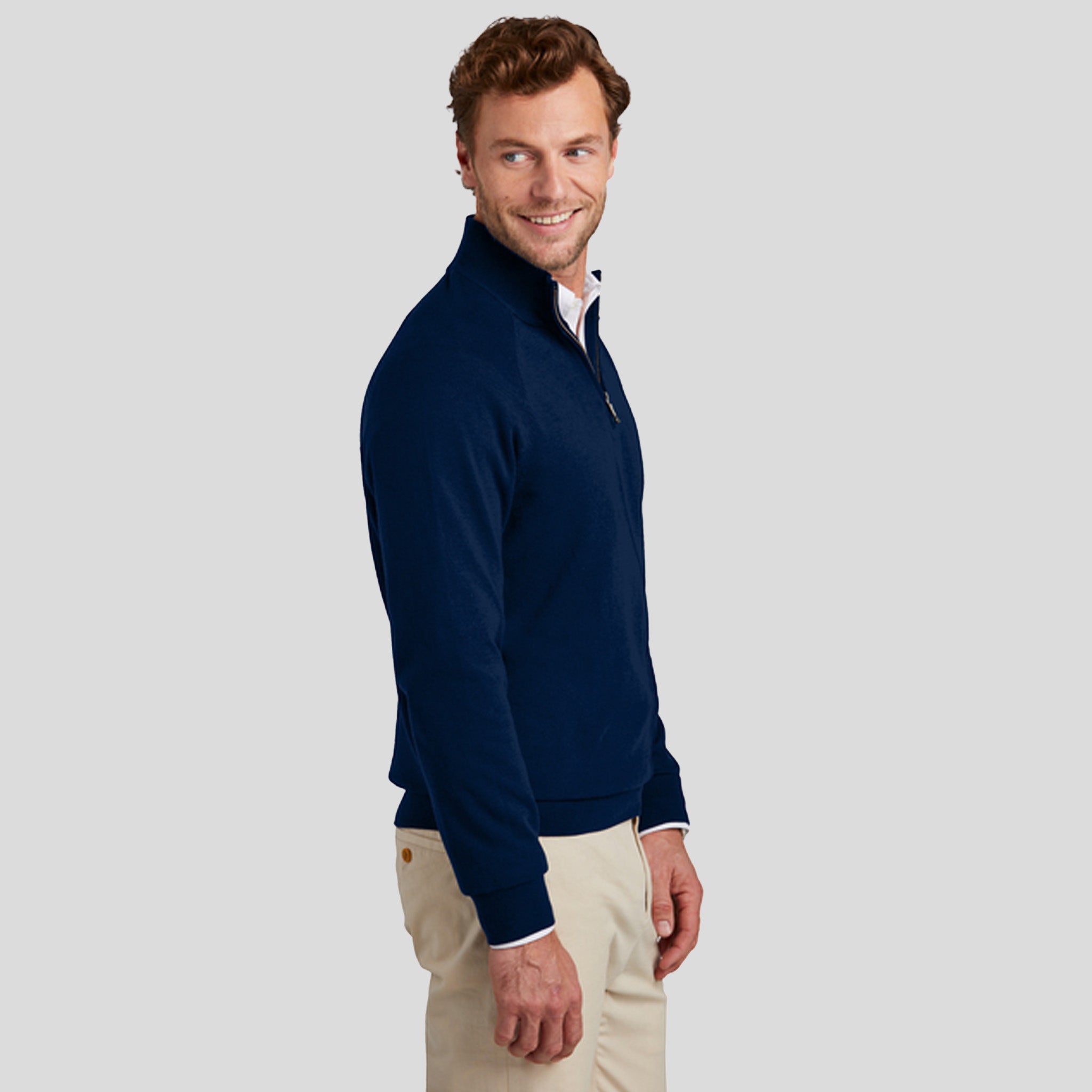 Men's Cotton Stretch 1/4-Zip Sweater | Navy Blazer