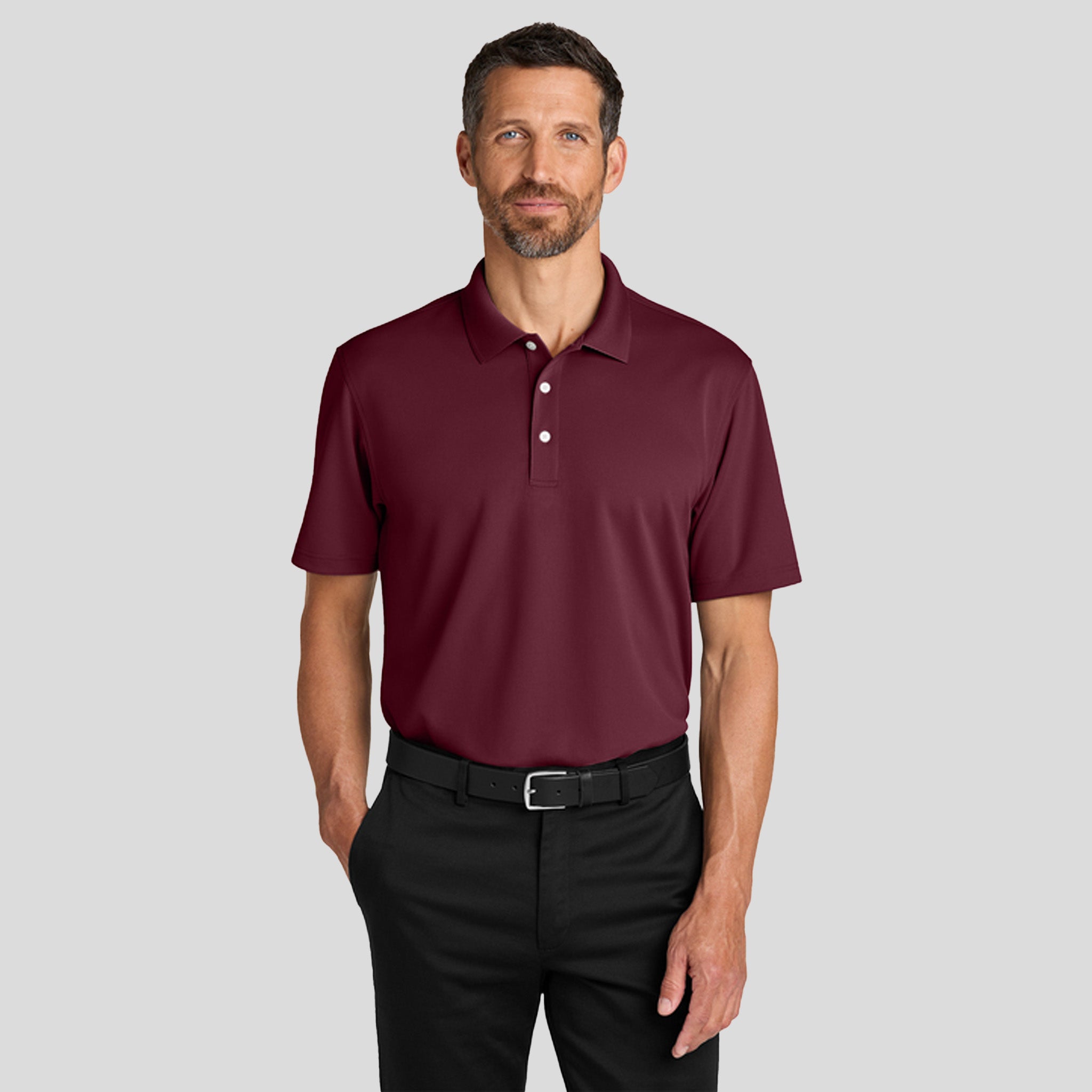 Men's Dry Zone® Stain-Release Grid Polo | Club Burgundy