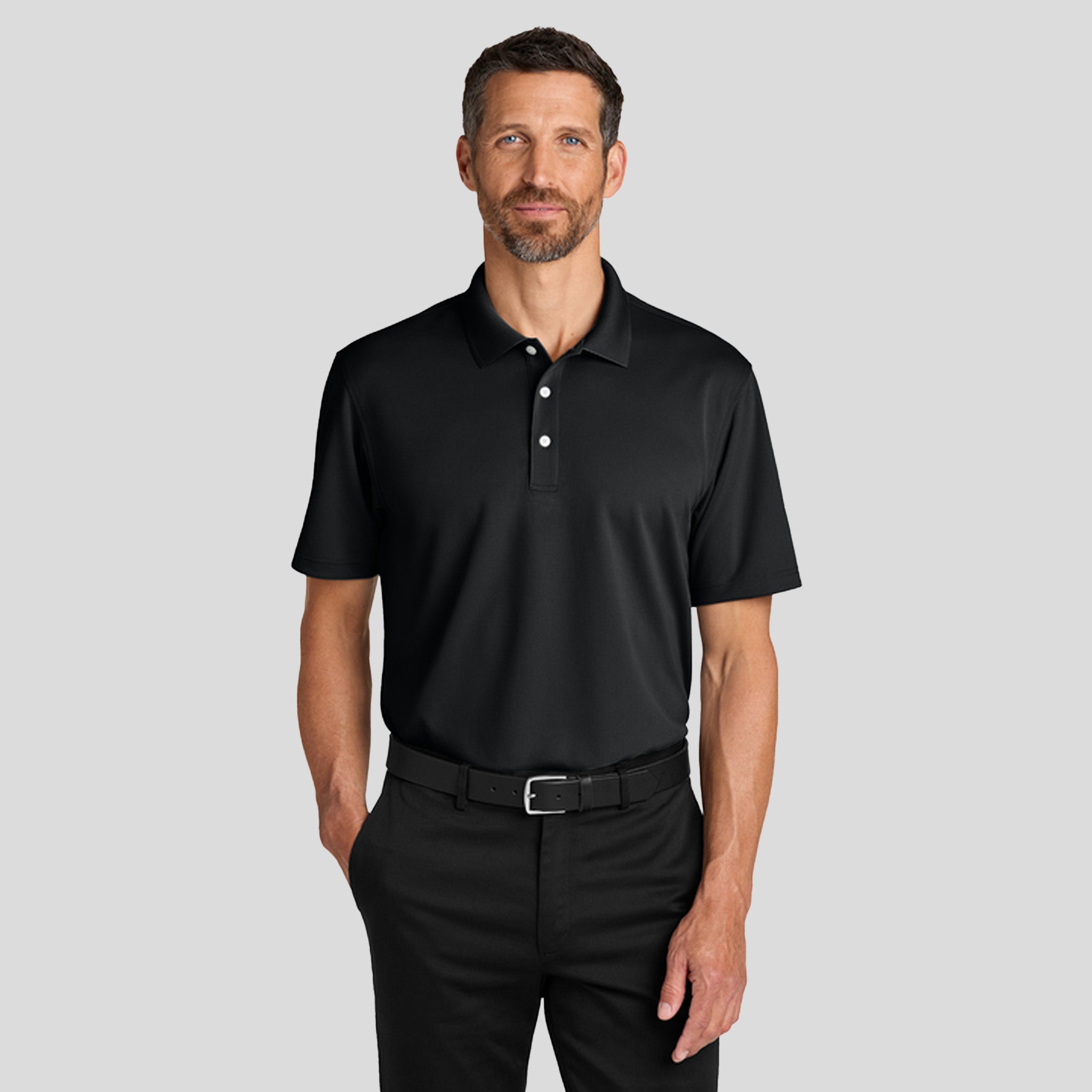 Men's Dry Zone® Stain-Release Grid Polo | Deep Black