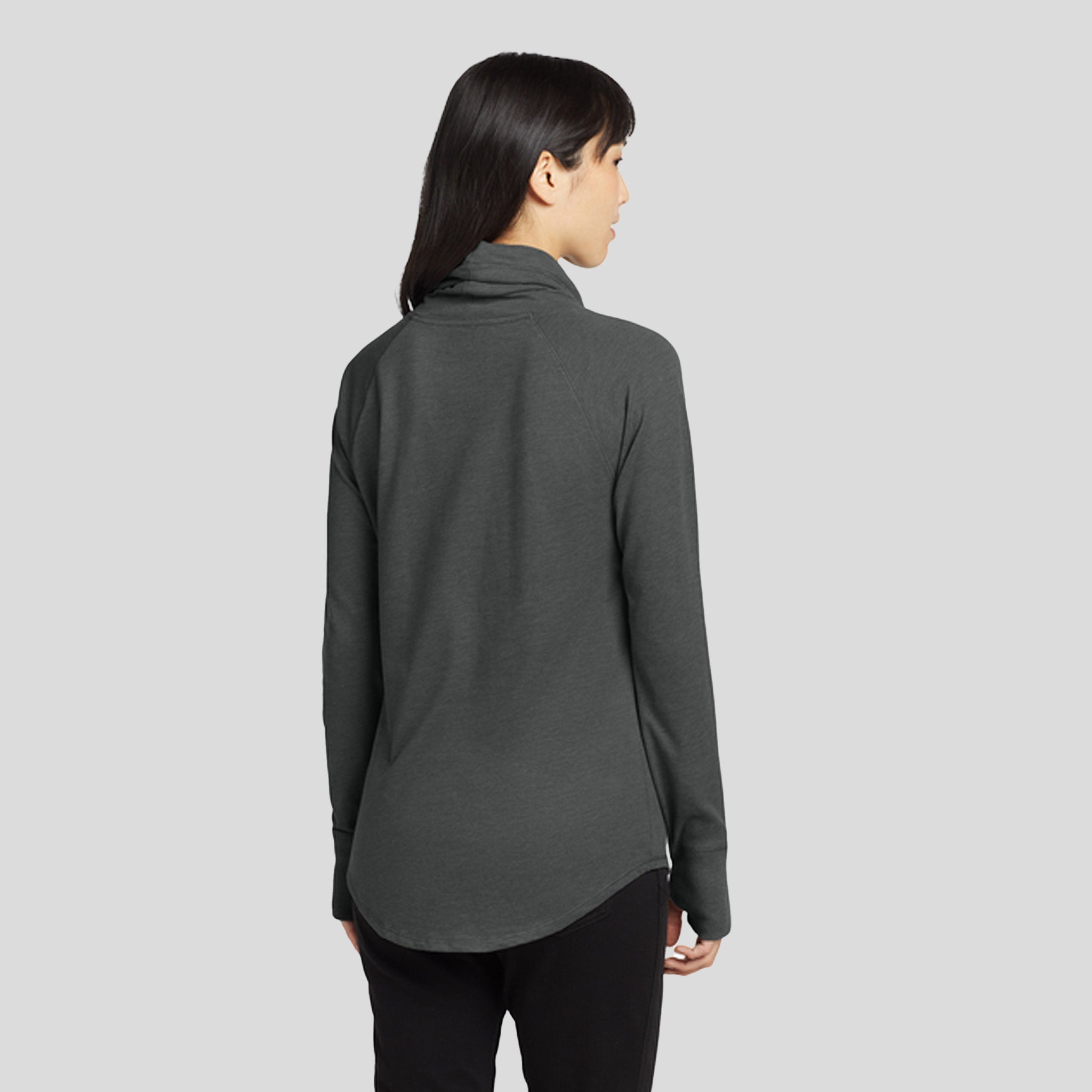 Women's Sueded Cotton Blend Cowl Tee | Black Heather