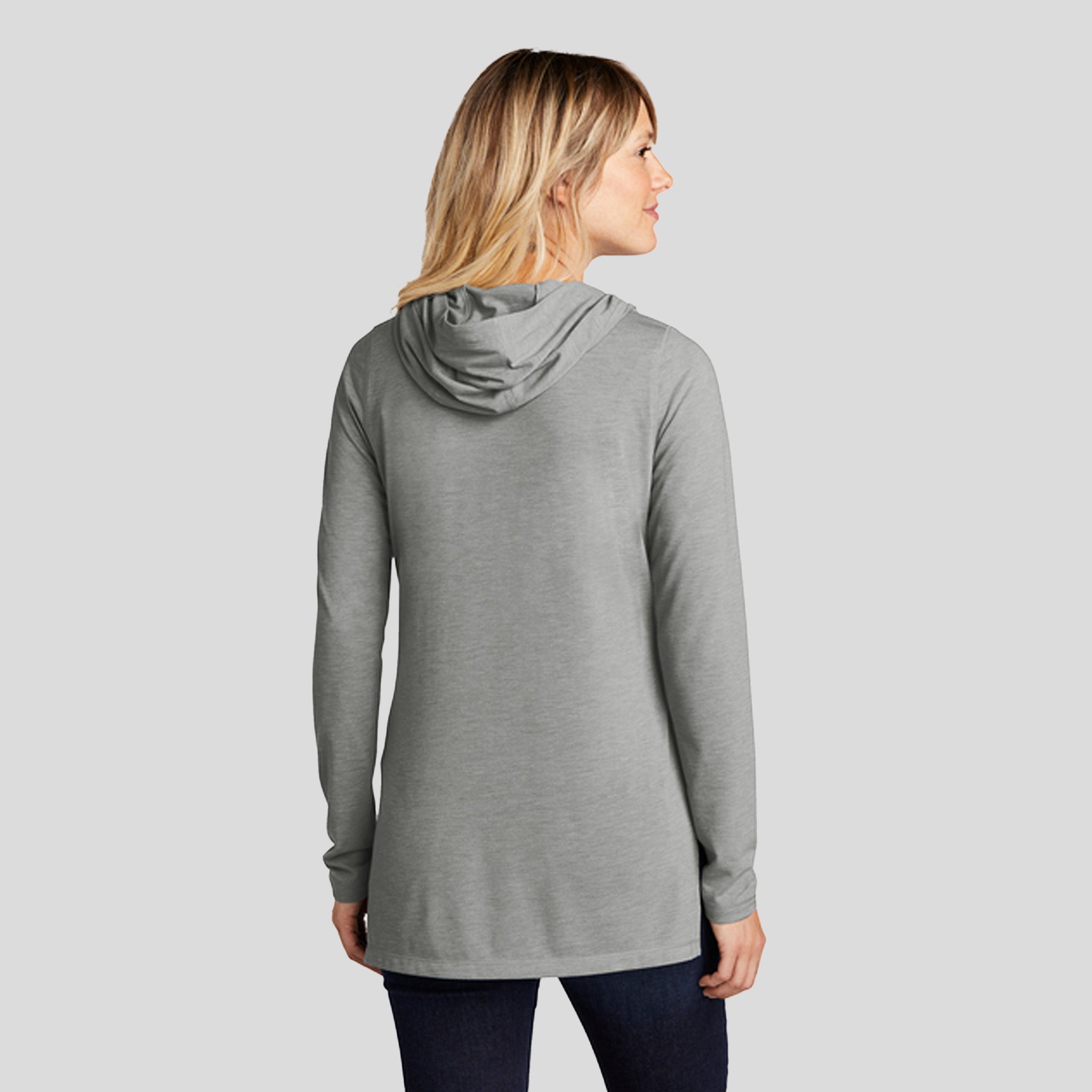 Women's PosiCharge® Tri-Blend Wicking Long Sleeve Hoodie | Light Grey Heather