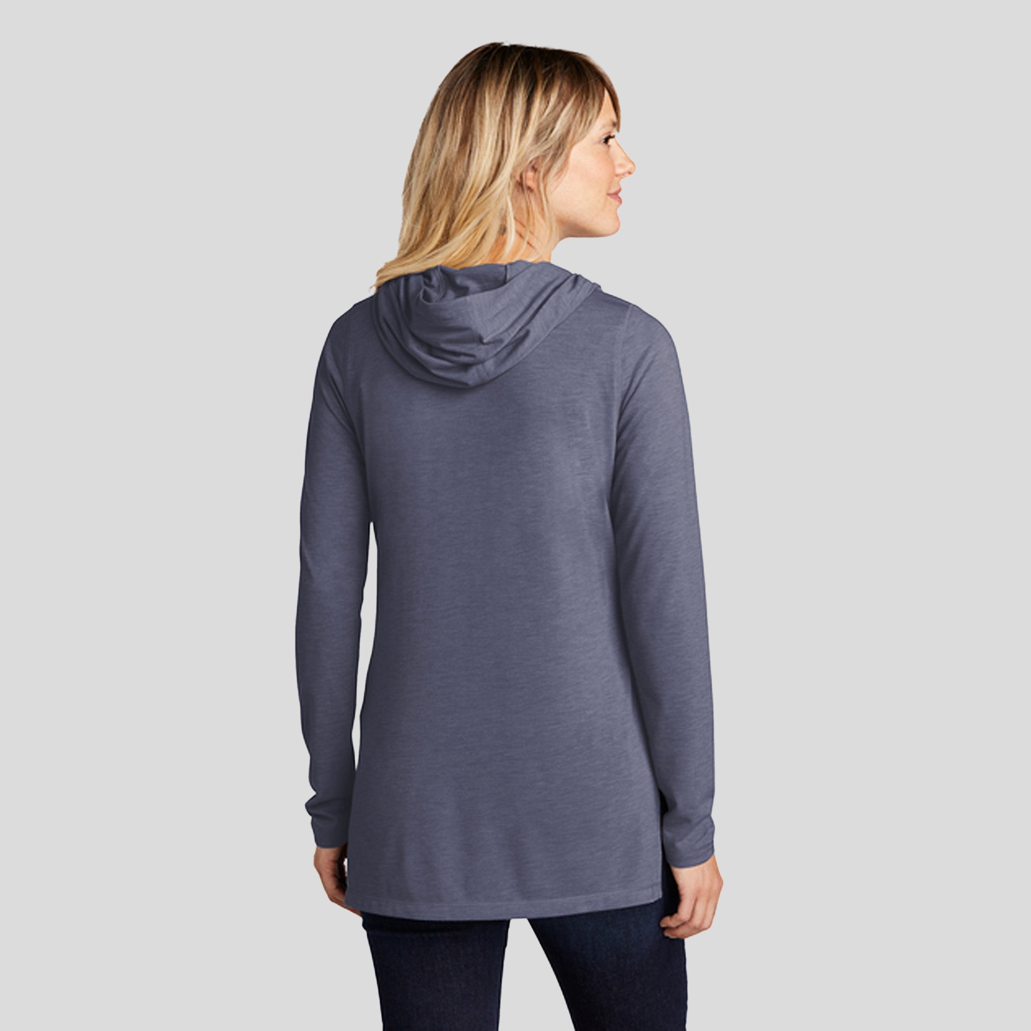 Women's PosiCharge® Tri-Blend Wicking Long Sleeve Hoodie | True Navy Heather