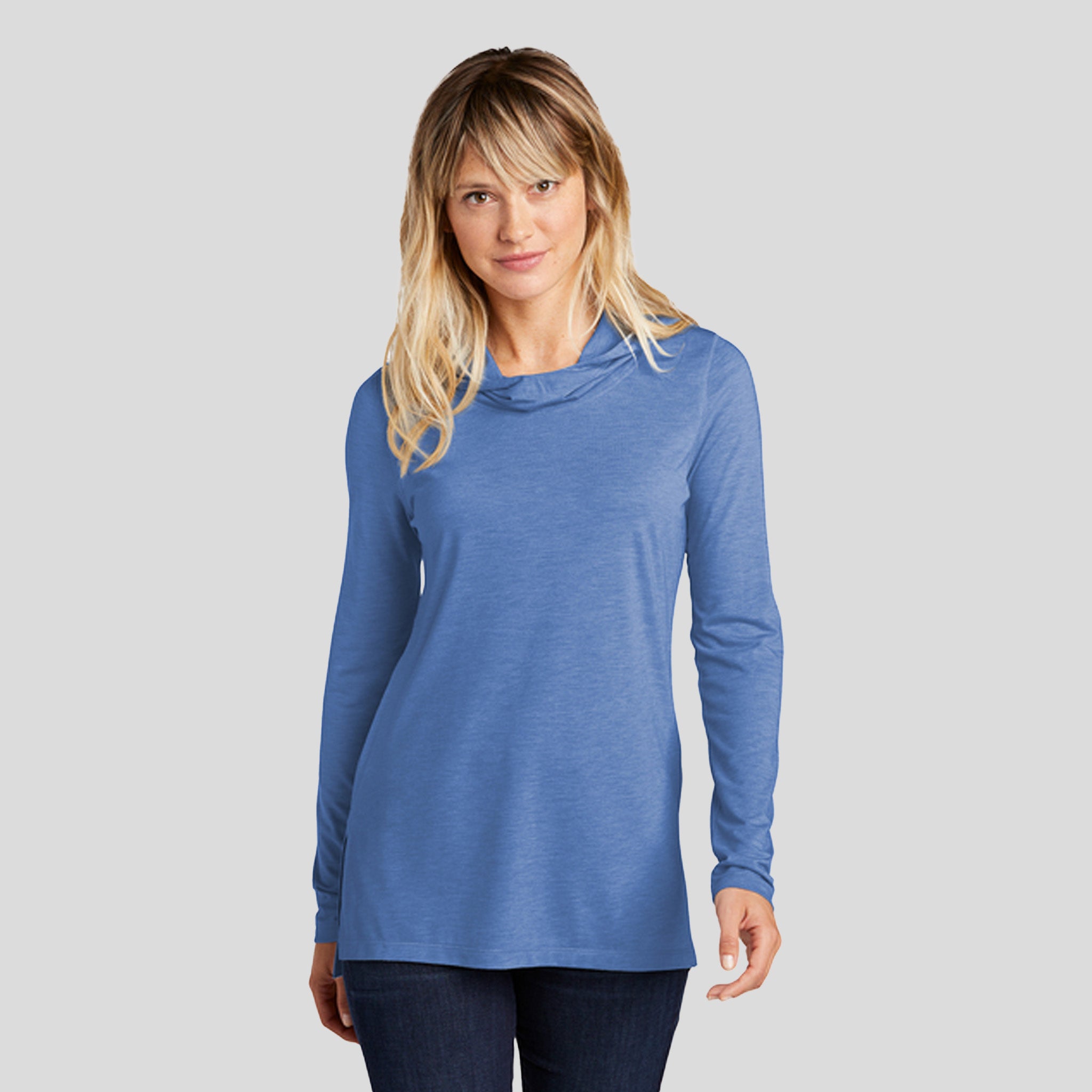 Women's PosiCharge® Tri-Blend Wicking Long Sleeve Hoodie | True Royal Heather