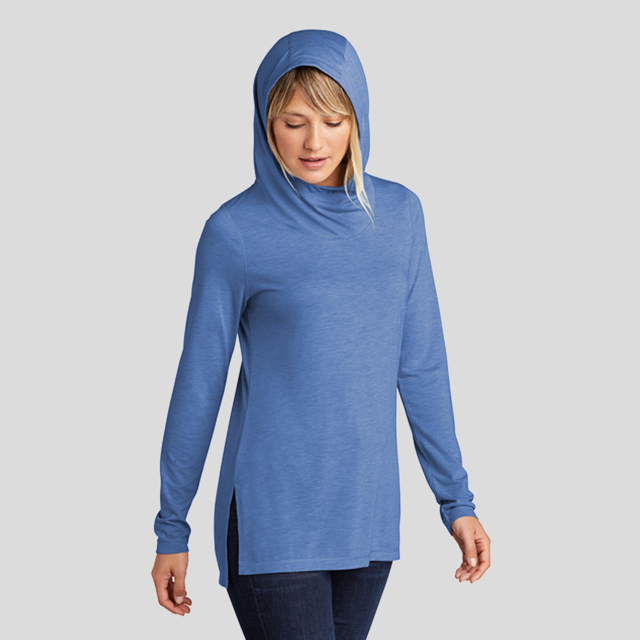 Women's PosiCharge® Tri-Blend Wicking Long Sleeve Hoodie | True Royal Heather