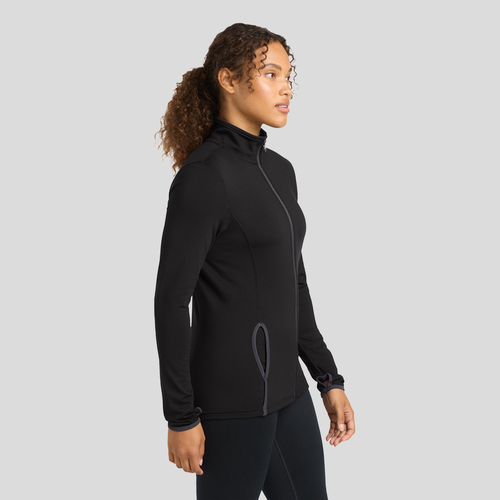 Women's Sport-Wick® Stretch Contrast Full-Zip Jacket | Black/Charcoal Grey
