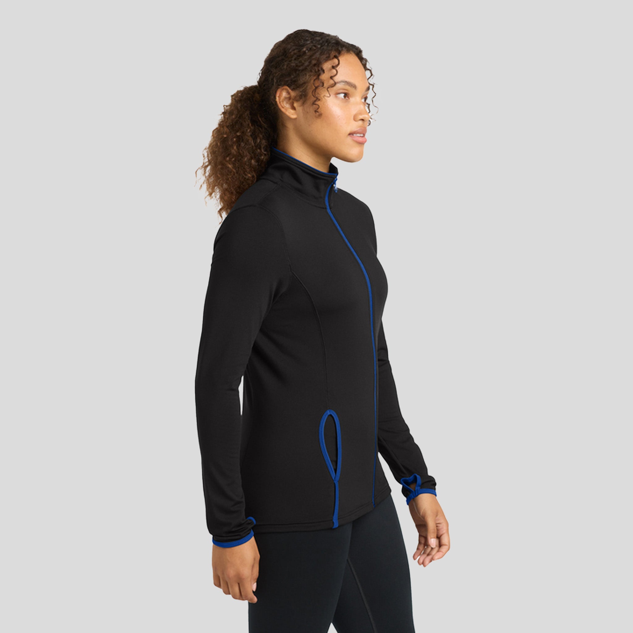 Women's Sport-Wick® Stretch Contrast Full-Zip Jacket | Black/True Royal