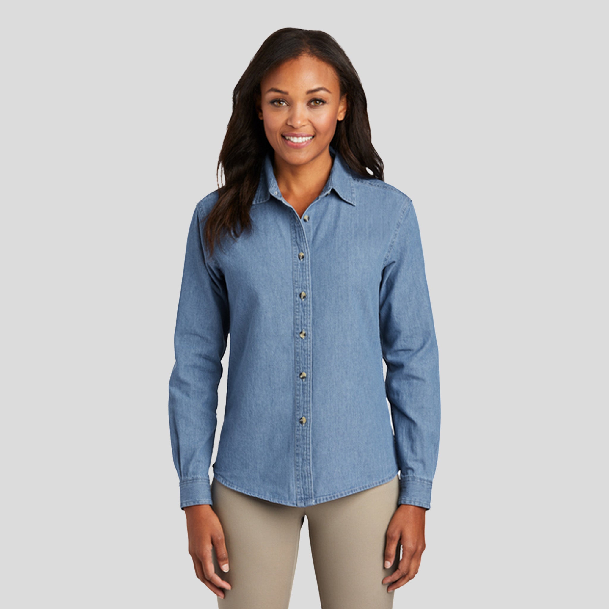 Women's Long Sleeve Value Denim Shirt | Faded Blue