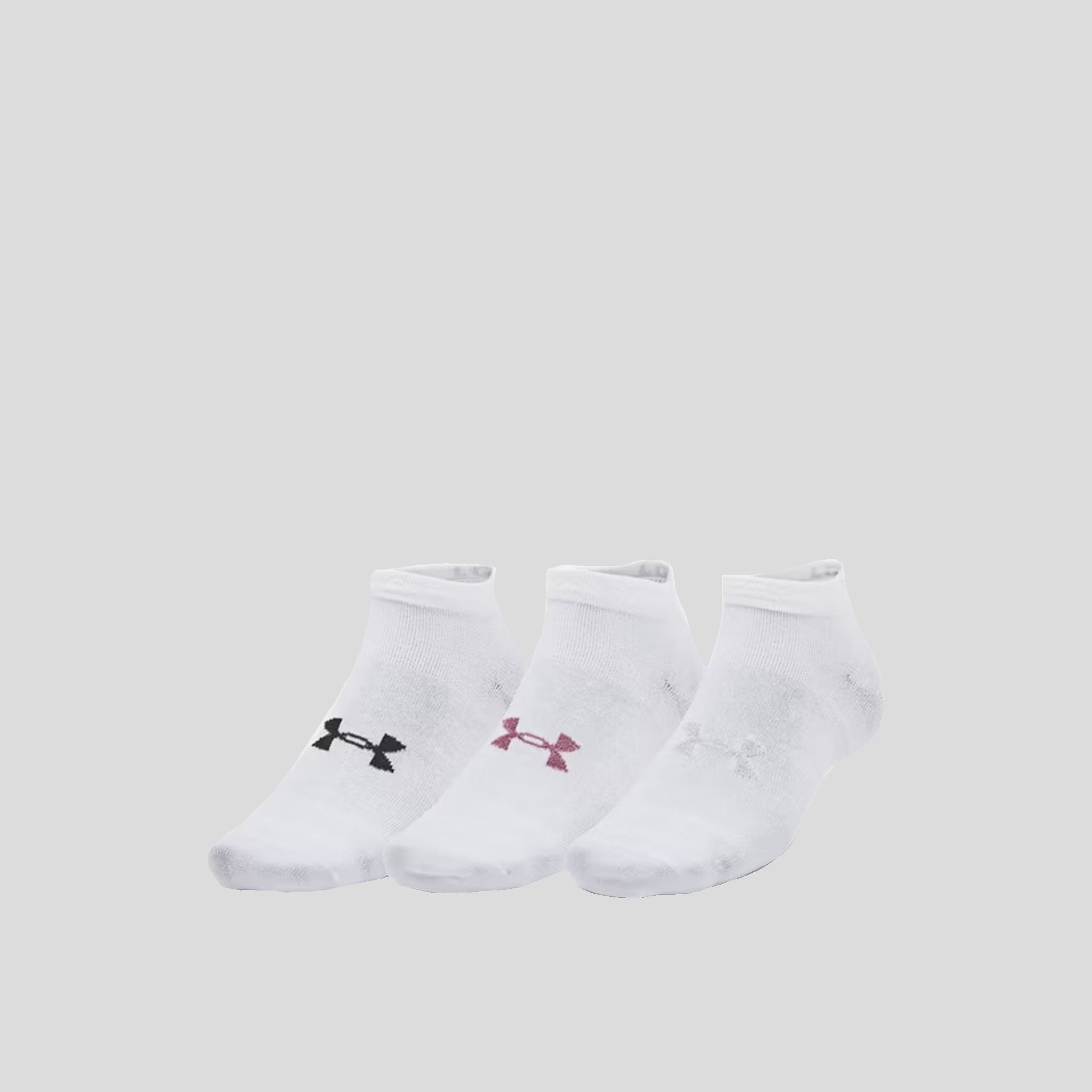 Unisex UA Essential 3-Pack Low Socks | White/Pink Elixir