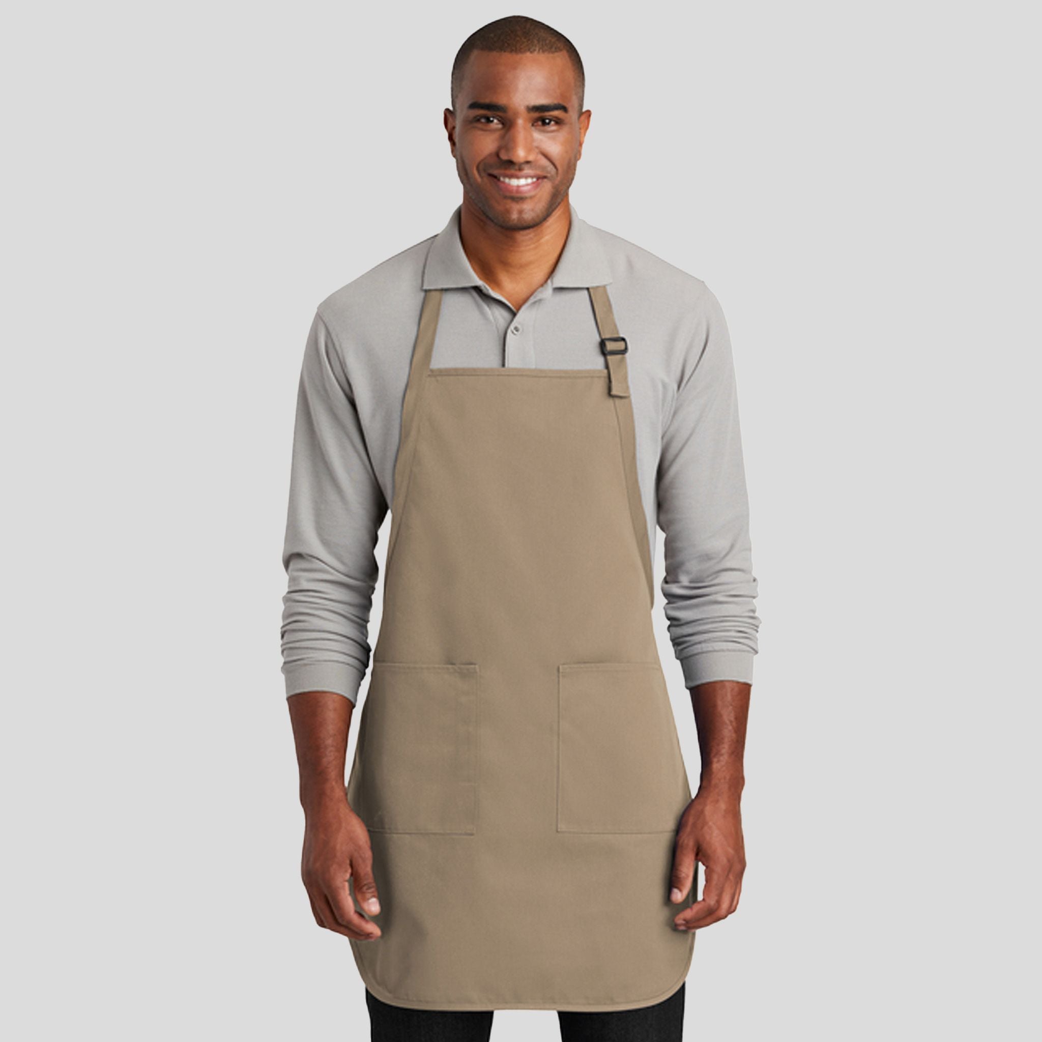 Full-Length Two-Pocket Bib Apron | Khaki
